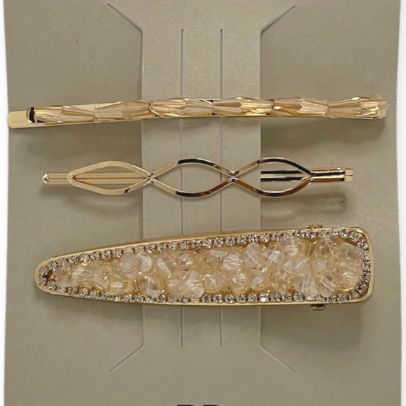 BP Multi Crystal Set Of 3 Hair Clips - Picture 2 of 5
